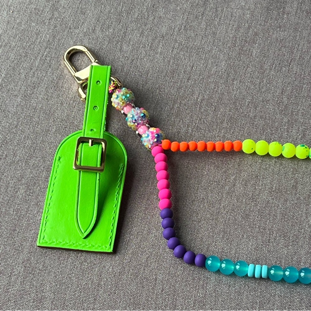 🆕 Louis Vuitton Bag Charm Takashi Murakami Neon Green Rainbow Name Luggage Tag - Picture 16 of 17